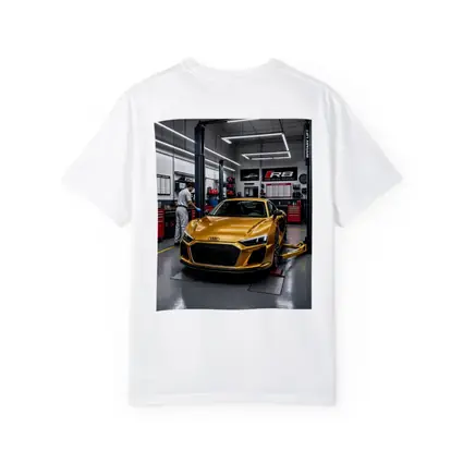 Audi R8 Gold Supercar In Auto Workshop