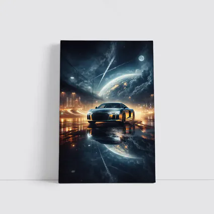 Audi R8 Glowing City Night Reflection