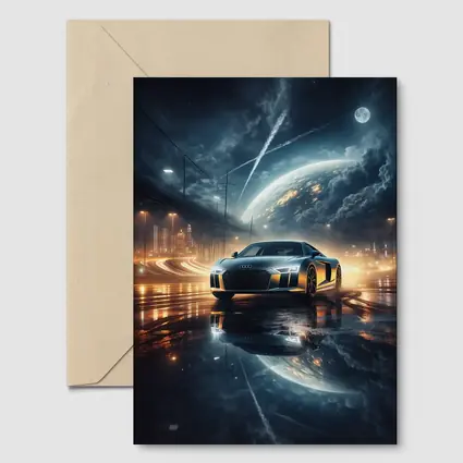 Audi R8 Glowing City Night Reflection