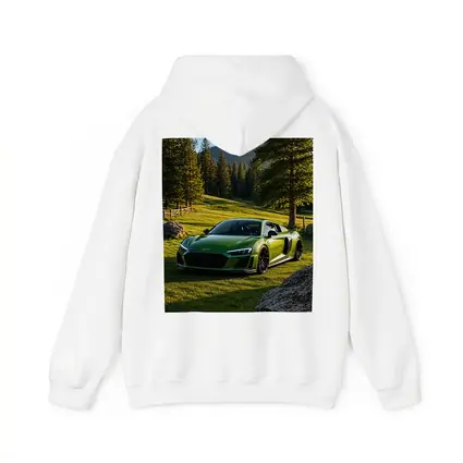 Audi R8 Green Supercar Forest Meadow Setting