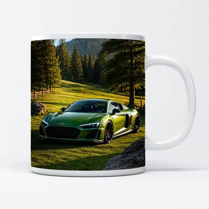 Audi R8 Green Supercar Forest Meadow Setting