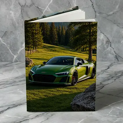 Audi R8 Green Supercar Forest Meadow Setting