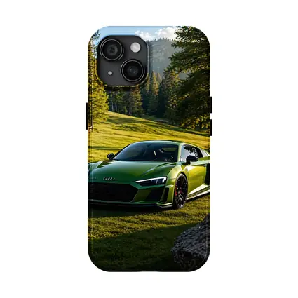 Audi R8 Green Supercar Forest Meadow Setting