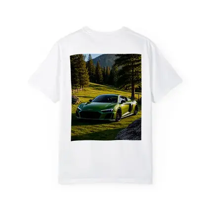 Audi R8 Green Supercar Forest Meadow Setting