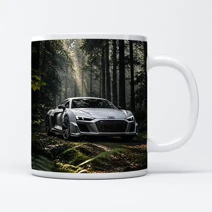 Audi R8 Silver Supercar Forest Setting
