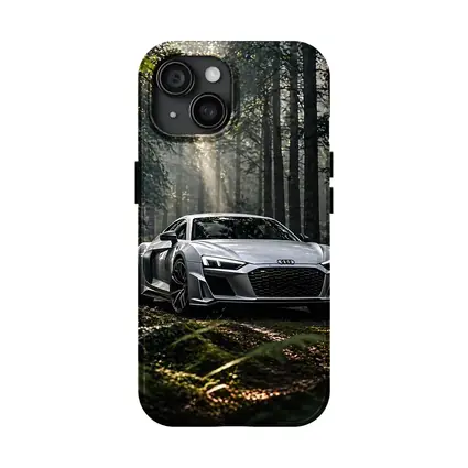 Audi R8 Silver Supercar Forest Setting