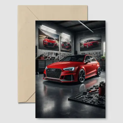 Audi RS3 Red Hot Hatchback Garage Scene