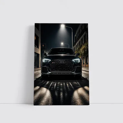 Audi RS4 Black Front View Night Street