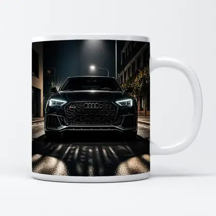 Audi RS4 Black Front View Night Street