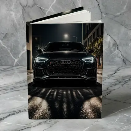 Audi RS4 Black Front View Night Street