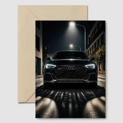 Audi RS4 Black Front View Night Street