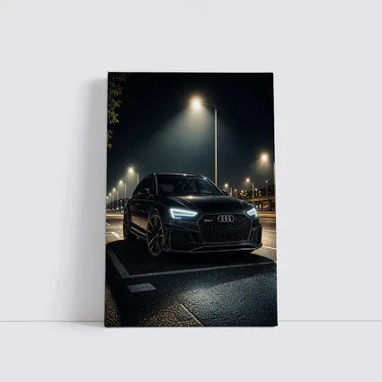 Audi RS4 Black Sedan Night Street