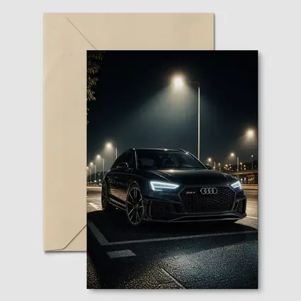 Audi RS4 Black Sedan Night Street