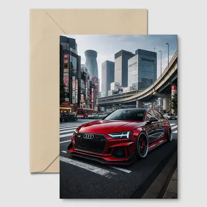 Audi RS4 Red Tokyo City Streets