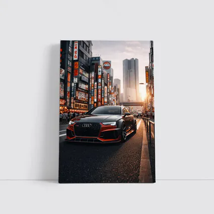 Audi RS4 Glowing Tokyo City Streets Sunset