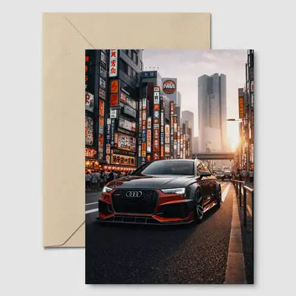 Audi RS4 Glowing Tokyo City Streets Sunset