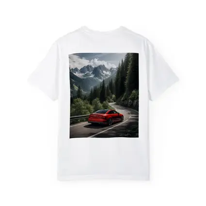 Audi RS4 Red Sedan Mountain Forest Road