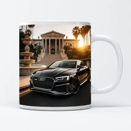 Audi RS5 Black Coupe Mansion Sunset