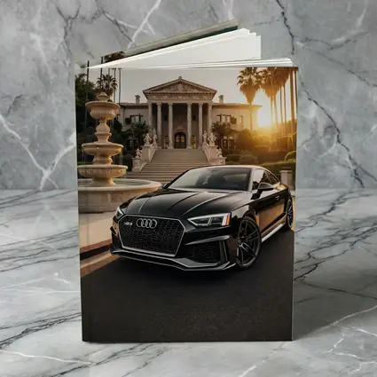 Audi RS5 Black Coupe Mansion Sunset