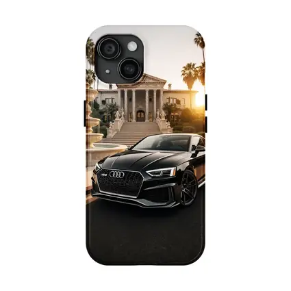 Audi RS5 Black Coupe Mansion Sunset