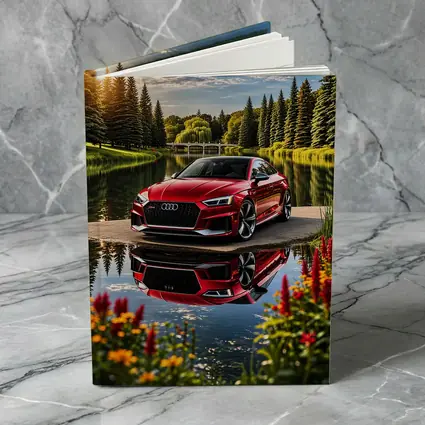 Audi RS5 Red Coupe Lakeside Park Setting