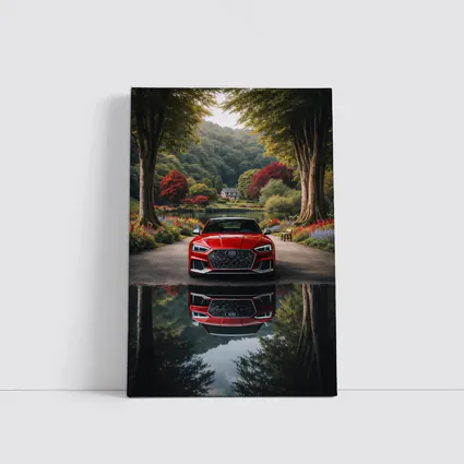 Audi RS5 Parked By Scenic Forest Lake