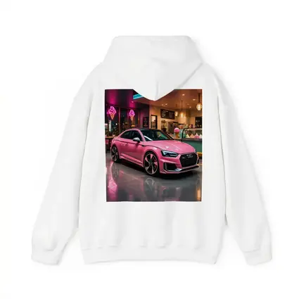 Pink Audi RS5 Inside Neon Ice Cream Shop