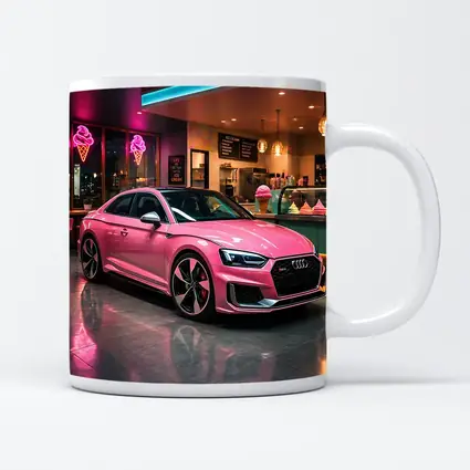 Pink Audi RS5 Inside Neon Ice Cream Shop