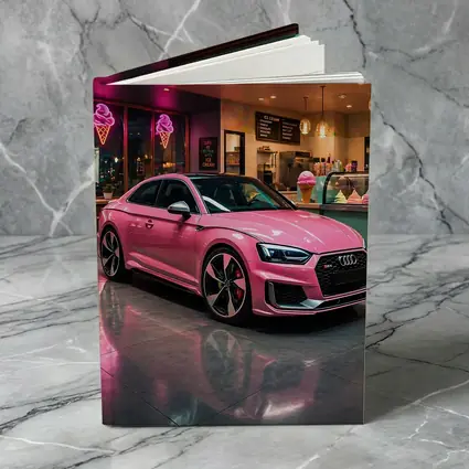 Pink Audi RS5 Inside Neon Ice Cream Shop