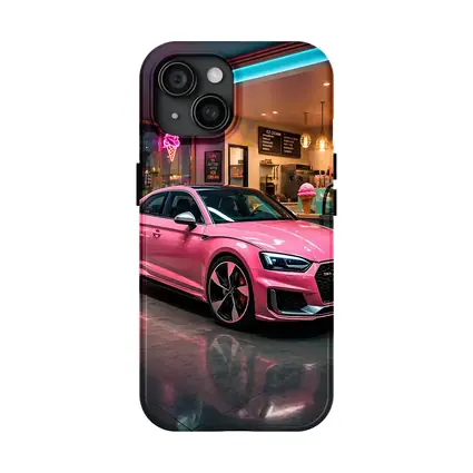 Pink Audi RS5 Inside Neon Ice Cream Shop