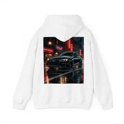 Audi RS5 Black Rainy Neon City Night