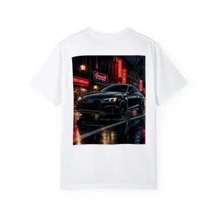 Audi RS5 Black Rainy Neon City Night