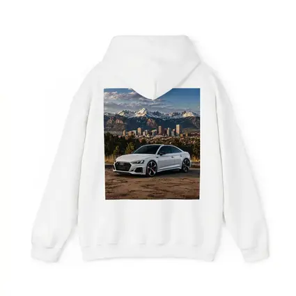 Audi RS5 White Coupe City Mountain Backdrop