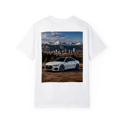 Audi RS5 White Coupe City Mountain Backdrop
