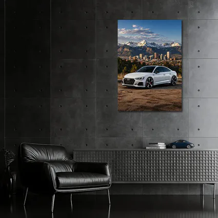 Audi RS5 White Coupe City Mountain Backdrop