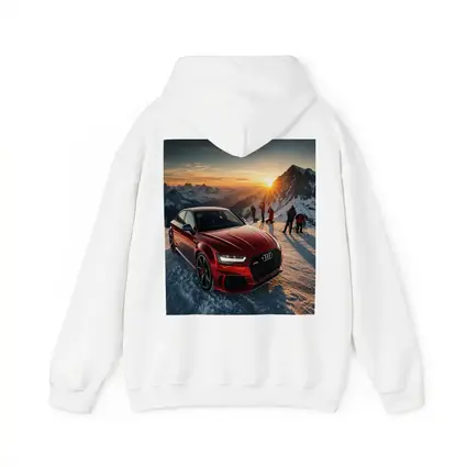 Audi RS6 Red Sedan Snowy Mountain Sunset