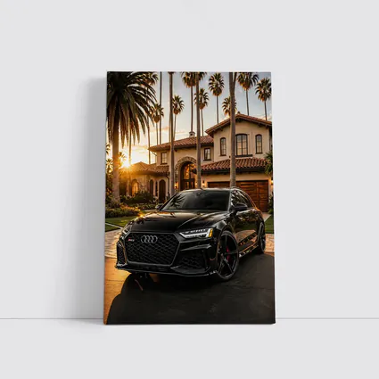 Audi RS6 Black Sunset Mansion Driveway