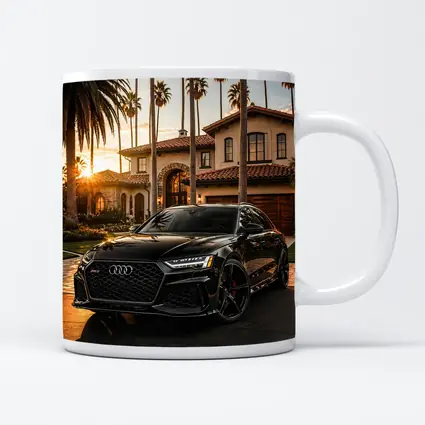 Audi RS6 Black Sunset Mansion Driveway