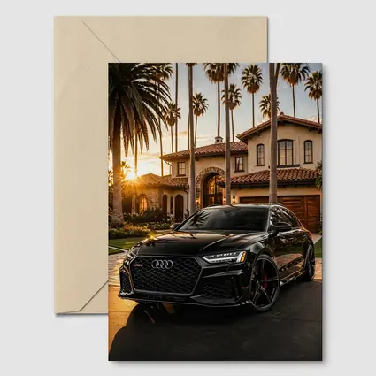 Audi RS6 Black Sunset Mansion Driveway