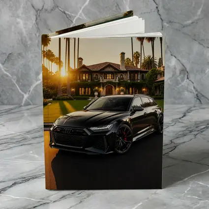 Audi RS6 Black Wagon Mansion Sunset