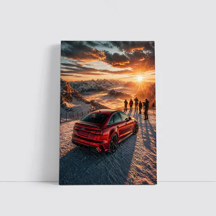 Audi RS6 Red Mountain Sunset Snow