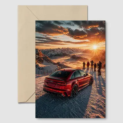 Audi RS6 Red Mountain Sunset Snow