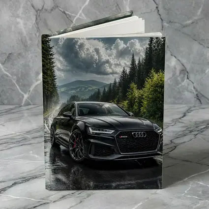 Audi RS6 Black on Rainy Forest Road