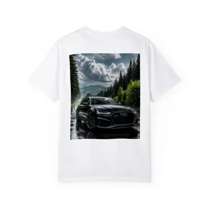 Audi RS6 Black on Rainy Forest Road