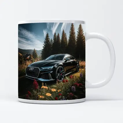 Audi RS7 Black Sedan Forest Meadow Setting