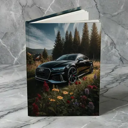 Audi RS7 Black Sedan Forest Meadow Setting
