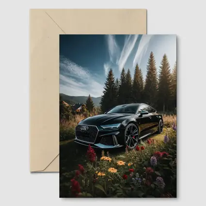 Audi RS7 Black Sedan Forest Meadow Setting