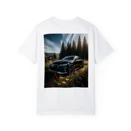 Audi RS7 Black Sedan Forest Meadow Setting