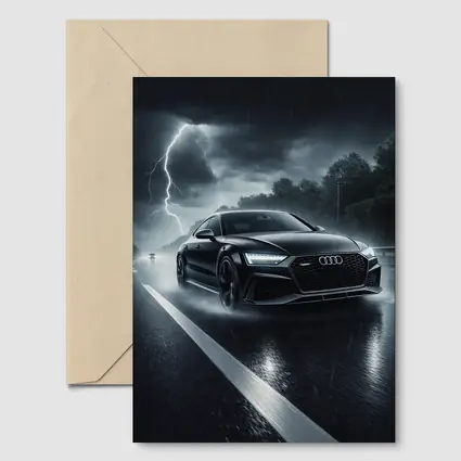 Audi RS7 Racing Through Stormy Night