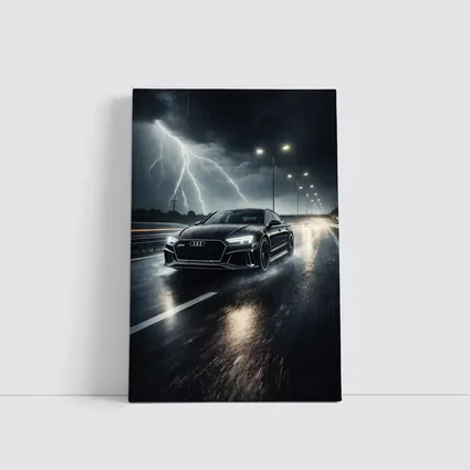 Audi RS7 Black Racing Through Stormy Night